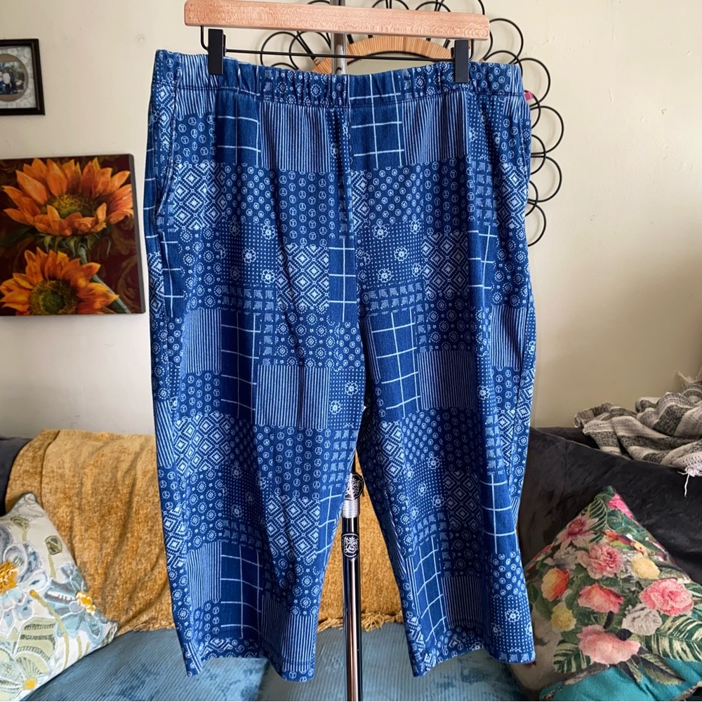 Patchwork Sport Knit Capri Pull On Cropped Pants … - image 1